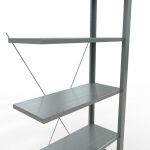 Anbauregal, Büro-Fachbodenregal Stecksystem MULTIplus85, 2000 x 750 x 300 mm (HxBxT), 6 Fachböden, Kreuzstrebe, verzinkt, ohne Anschlagleiste