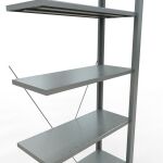 Anbauregal, Büro-Fachbodenregal Stecksystem MULTIplus85, 2300 x 750 x 300 mm (HxBxT), 7 Fachböden, Kreuzstrebe, verzinkt, ohne Anschlagleiste