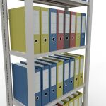 Grundregal, Büro-Fachbodenregal Stecksystem MULTIplus85, 1800 x 750 x 300 mm (HxBxT), 5 Fachböden, Kreuzstrebe, RAL 7035 lichtgrau, ohne Anschlagleiste