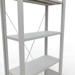 Grundregal, Büro-Fachbodenregal Stecksystem MULTIplus85, 1800 x 750 x 300 mm (HxBxT), 5 Fachböden, Kreuzstrebe, RAL 7035 lichtgrau, ohne Anschlagleiste