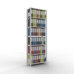 Grundregal, Büro-Fachbodenregal Stecksystem MULTIplus85, 2300 x 750 x 300 mm (HxBxT), 7 Fachböden, Kreuzstrebe, RAL 7035 lichtgrau, ohne Anschlagleiste