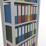 Grundregal, Büro-Fachbodenregal Stecksystem MULTIplus85, 2300 x 750 x 300 mm (HxBxT), 7 Fachböden, Kreuzstrebe, RAL 7035 lichtgrau, ohne Anschlagleiste