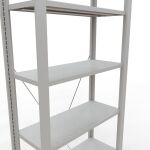 Grundregal, Büro-Fachbodenregal Stecksystem MULTIplus85, 2300 x 750 x 300 mm (HxBxT), 7 Fachböden, Kreuzstrebe, RAL 7035 lichtgrau, ohne Anschlagleiste