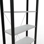 Grundregal, Büro-Fachbodenregal Stecksystem MULTIplus85, 2000 x 750 x 300 mm (HxBxT), 6 Fachböden, Kreuzstrebe, schwarz/RAL 7035 lichtgrau, ohne Anschlagleiste