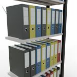 Anbauregal, Büro-Fachbodenregal Stecksystem MULTIplus85, 1800 x 750 x 300 mm (HxBxT), 5 Fachböden, Kreuzstrebe, schwarz/RAL 7035 lichtgrau, ohne Anschlagleiste