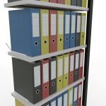 Anbauregal, Büro-Fachbodenregal Stecksystem MULTIplus85, 2300 x 750 x 300 mm (HxBxT), 7 Fachböden, Kreuzstrebe, schwarz/RAL 7035 lichtgrau, ohne Anschlagleiste