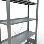Grundregal, Büro-Fachbodenregal Stecksystem MULTIplus85, 1800 x 1000 x 300 mm (HxBxT), 5 Fachböden, Kreuzstrebe, verzinkt, mit Anschlagleiste