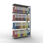 Anbauregal, Büro-Fachbodenregal Stecksystem MULTIplus85, 1800 x 1000 x 300 mm (HxBxT), 5 Fachböden, Kreuzstrebe, verzinkt, mit Anschlagleiste
