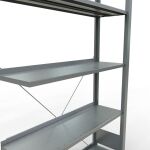 Anbauregal, Büro-Fachbodenregal Stecksystem MULTIplus85, 1800 x 1000 x 300 mm (HxBxT), 5 Fachböden, Kreuzstrebe, verzinkt, mit Anschlagleiste