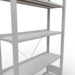 Grundregal, Büro-Fachbodenregal Stecksystem MULTIplus85, 1800 x 1000 x 300 mm (HxBxT), 5 Fachböden, Kreuzstrebe, RAL 7035 lichtgrau, mit Anschlagleiste