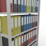 Grundregal, Büro-Fachbodenregal Stecksystem MULTIplus85, 2000 x 1000 x 300 mm (HxBxT), 6 Fachböden, Kreuzstrebe, RAL 7035 lichtgrau, mit Anschlagleiste