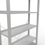 Grundregal, Büro-Fachbodenregal Stecksystem MULTIplus85, 2000 x 1000 x 300 mm (HxBxT), 6 Fachböden, Kreuzstrebe, RAL 7035 lichtgrau, mit Anschlagleiste