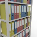 Grundregal, Büro-Fachbodenregal Stecksystem MULTIplus85, 2300 x 1000 x 300 mm (HxBxT), 7 Fachböden, Kreuzstrebe, RAL 7035 lichtgrau, mit Anschlagleiste