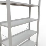 Grundregal, Büro-Fachbodenregal Stecksystem MULTIplus85, 2300 x 1000 x 300 mm (HxBxT), 7 Fachböden, Kreuzstrebe, RAL 7035 lichtgrau, mit Anschlagleiste