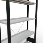 Grundregal, Büro-Fachbodenregal Stecksystem MULTIplus85, 1800 x 1000 x 300 mm (HxBxT), 5 Fachböden, Kreuzstrebe, schwarz/RAL 7035 lichtgrau, mit Anschlagleiste