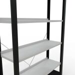 Grundregal, Büro-Fachbodenregal Stecksystem MULTIplus85, 2000 x 1000 x 300 mm (HxBxT), 6 Fachböden, Kreuzstrebe, schwarz/RAL 7035 lichtgrau, mit Anschlagleiste