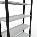 Grundregal, Büro-Fachbodenregal Stecksystem MULTIplus85, 2300 x 1000 x 300 mm (HxBxT), 7 Fachböden, Kreuzstrebe, schwarz/RAL 7035 lichtgrau, mit Anschlagleiste