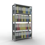 Grundregal, Büro-Fachbodenregal Stecksystem MULTIplus85, 1800 x 1000 x 300 mm (HxBxT), 5 Fachböden, Kreuzstrebe, verzinkt, ohne Anschlagleiste