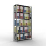 Grundregal, Büro-Fachbodenregal Stecksystem MULTIplus85, 2000 x 1000 x 300 mm (HxBxT), 6 Fachböden, Kreuzstrebe, verzinkt, ohne Anschlagleiste