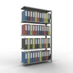 Anbauregal, Büro-Fachbodenregal Stecksystem MULTIplus85, 1800 x 1000 x 300 mm (HxBxT), 5 Fachböden, Kreuzstrebe, verzinkt, ohne Anschlagleiste