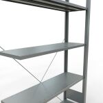 Anbauregal, Büro-Fachbodenregal Stecksystem MULTIplus85, 1800 x 1000 x 300 mm (HxBxT), 5 Fachböden, Kreuzstrebe, verzinkt, ohne Anschlagleiste