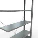 Anbauregal, Büro-Fachbodenregal Stecksystem MULTIplus85, 2000 x 1000 x 300 mm (HxBxT), 6 Fachböden, Kreuzstrebe, verzinkt, ohne Anschlagleiste