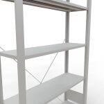 Grundregal, Büro-Fachbodenregal Stecksystem MULTIplus85, 1800 x 1000 x 300 mm (HxBxT), 5 Fachböden, Kreuzstrebe, RAL 7035 lichtgrau, ohne Anschlagleiste