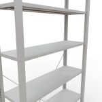 Grundregal, Büro-Fachbodenregal Stecksystem MULTIplus85, 2300 x 1000 x 300 mm (HxBxT), 7 Fachböden, Kreuzstrebe, RAL 7035 lichtgrau, ohne Anschlagleiste