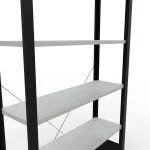 Grundregal, Büro-Fachbodenregal Stecksystem MULTIplus85, 2000 x 1000 x 300 mm (HxBxT), 6 Fachböden, Kreuzstrebe, schwarz/RAL 7035 lichtgrau, ohne Anschlagleiste