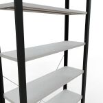 Grundregal, Büro-Fachbodenregal Stecksystem MULTIplus85, 2300 x 1000 x 300 mm (HxBxT), 7 Fachböden, Kreuzstrebe, schwarz/RAL 7035 lichtgrau, ohne Anschlagleiste