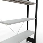 Anbauregal, Büro-Fachbodenregal Stecksystem MULTIplus85, 1800 x 1000 x 300 mm (HxBxT), 5 Fachböden, Kreuzstrebe, schwarz/RAL 7035 lichtgrau, ohne Anschlagleiste