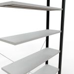 Anbauregal, Büro-Fachbodenregal Stecksystem MULTIplus85, 2300 x 1000 x 300 mm (HxBxT), 7 Fachböden, Kreuzstrebe, schwarz/RAL 7035 lichtgrau, ohne Anschlagleiste