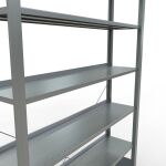 Grundregal, Büro-Fachbodenregal Stecksystem MULTIplus85, 2300 x 1300 x 300 mm (HxBxT), 7 Fachböden, Kreuzstrebe, verzinkt, mit Anschlagleiste