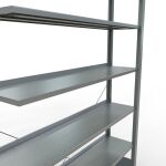 Anbauregal, Büro-Fachbodenregal Stecksystem MULTIplus85, 2300 x 1300 x 300 mm (HxBxT), 7 Fachböden, Kreuzstrebe, verzinkt, mit Anschlagleiste