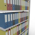 Anbauregal, Büro-Fachbodenregal Stecksystem MULTIplus85, 2000 x 1300 x 300 mm (HxBxT), 6 Fachböden, Kreuzstrebe, RAL 7035 lichtgrau, mit Anschlagleiste