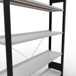 Grundregal, Büro-Fachbodenregal Stecksystem MULTIplus85, 1800 x 1300 x 300 mm (HxBxT), 5 Fachböden, Kreuzstrebe, schwarz/RAL 7035 lichtgrau, mit Anschlagleiste