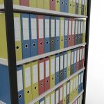 Grundregal, Büro-Fachbodenregal Stecksystem MULTIplus85, 2300 x 1300 x 300 mm (HxBxT), 7 Fachböden, Kreuzstrebe, schwarz/RAL 7035 lichtgrau, mit Anschlagleiste