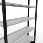 Grundregal, Büro-Fachbodenregal Stecksystem MULTIplus85, 2300 x 1300 x 300 mm (HxBxT), 7 Fachböden, Kreuzstrebe, schwarz/RAL 7035 lichtgrau, mit Anschlagleiste