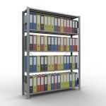 Grundregal, Büro-Fachbodenregal Stecksystem MULTIplus85, 1800 x 1300 x 300 mm (HxBxT), 5 Fachböden, Kreuzstrebe, verzinkt, ohne Anschlagleiste