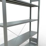 Grundregal, Büro-Fachbodenregal Stecksystem MULTIplus85, 1800 x 1300 x 300 mm (HxBxT), 5 Fachböden, Kreuzstrebe, verzinkt, ohne Anschlagleiste