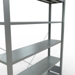 Grundregal, Büro-Fachbodenregal Stecksystem MULTIplus85, 2000 x 1300 x 300 mm (HxBxT), 6 Fachböden, Kreuzstrebe, verzinkt, ohne Anschlagleiste