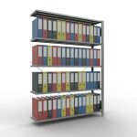 Anbauregal, Büro-Fachbodenregal Stecksystem MULTIplus85, 1800 x 1300 x 300 mm (HxBxT), 5 Fachböden, Kreuzstrebe, verzinkt, ohne Anschlagleiste