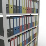 Grundregal, Büro-Fachbodenregal Stecksystem MULTIplus85, 2000 x 1300 x 300 mm (HxBxT), 6 Fachböden, Kreuzstrebe, RAL 7035 lichtgrau, ohne Anschlagleiste