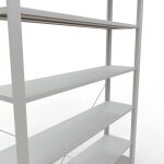 Grundregal, Büro-Fachbodenregal Stecksystem MULTIplus85, 2300 x 1300 x 300 mm (HxBxT), 7 Fachböden, Kreuzstrebe, RAL 7035 lichtgrau, ohne Anschlagleiste