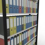 Grundregal, Büro-Fachbodenregal Stecksystem MULTIplus85, 2000 x 1300 x 300 mm (HxBxT), 6 Fachböden, Kreuzstrebe, schwarz/RAL 7035 lichtgrau, ohne Anschlagleiste