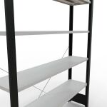Grundregal, Büro-Fachbodenregal Stecksystem MULTIplus85, 2000 x 1300 x 300 mm (HxBxT), 6 Fachböden, Kreuzstrebe, schwarz/RAL 7035 lichtgrau, ohne Anschlagleiste