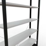 Grundregal, Büro-Fachbodenregal Stecksystem MULTIplus85, 2300 x 1300 x 300 mm (HxBxT), 7 Fachböden, Kreuzstrebe, schwarz/RAL 7035 lichtgrau, ohne Anschlagleiste