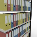 Anbauregal, Büro-Fachbodenregal Stecksystem MULTIplus85, 2000 x 1300 x 300 mm (HxBxT), 6 Fachböden, Kreuzstrebe, schwarz/RAL 7035 lichtgrau, ohne Anschlagleiste