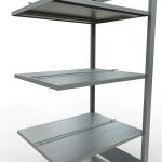 Anbauregal, Büro-Fachbodenregal Stecksystem MULTIplus150, 1800 x 750 x 600 mm (HxBxT), 5 Fachböden, Längenriegel, verzinkt, mit Mittelanschlag