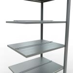 Anbauregal, Büro-Fachbodenregal Stecksystem MULTIplus150, 2000 x 750 x 600 mm (HxBxT), 6 Fachböden, Längenriegel, verzinkt, mit Mittelanschlag